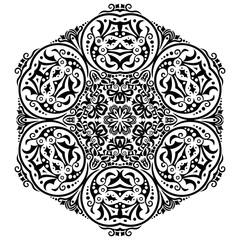 Vector black floral ethnic ornamental illustration