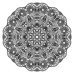 Vector black floral ethnic ornamental illustration