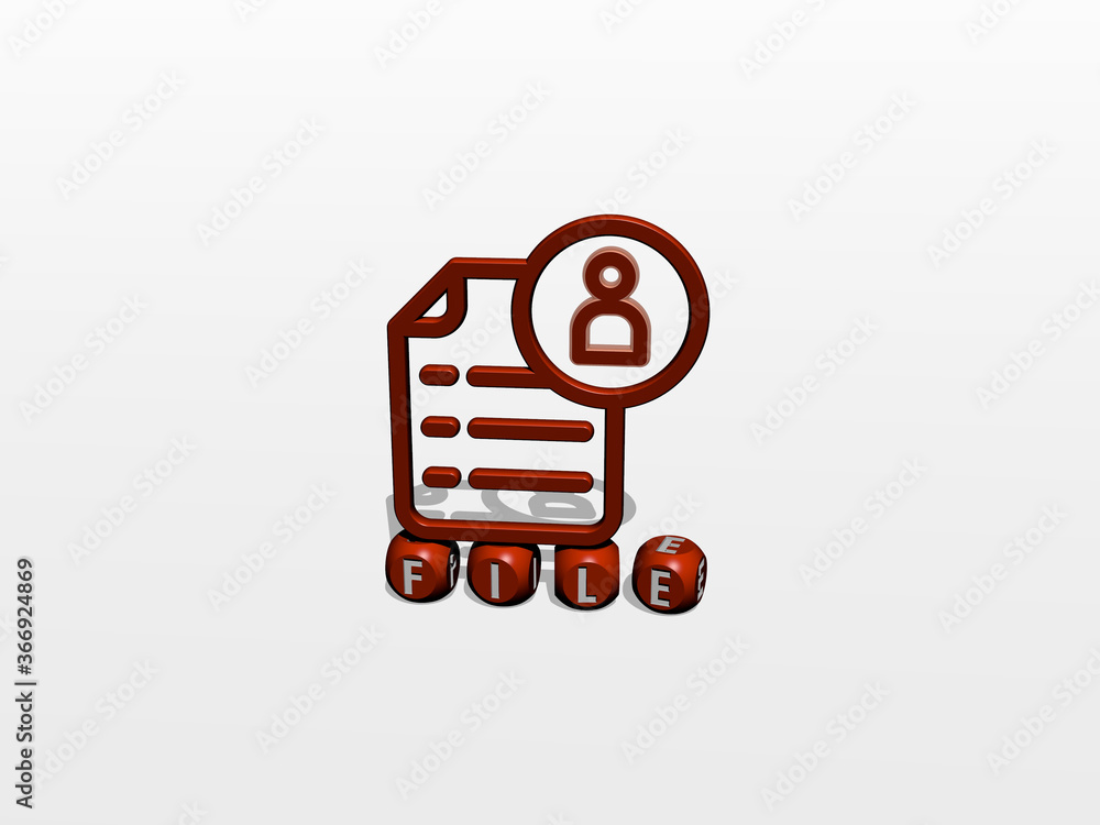 Fototapete 3d illustration of file graphics and text made by metallic dice letters for the related meanings of 