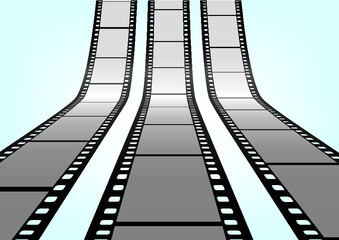 Cinema, movie and photography 35mm film strip template.  Vector 3D film strip elements.