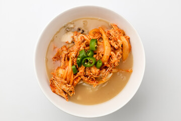 Chicken noodle on white background