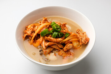 Chicken noodle on white background