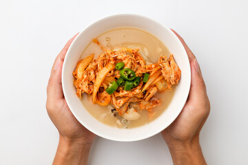 Chicken noodle on white background