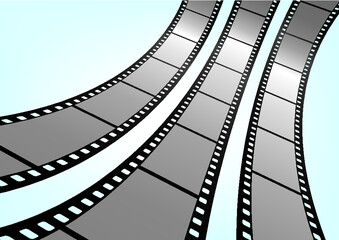 Fototapeta premium Cinema, movie and photography 35mm film strip template. Vector 3D film strip elements.