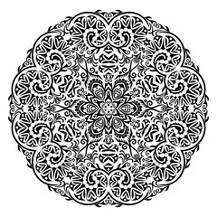 Vector black floral ethnic ornamental illustration
