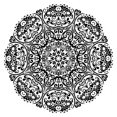 Vector black floral ethnic ornamental illustration