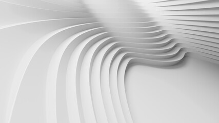 3D White background with curve abstract stairs