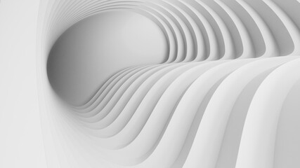 3D White background with curve abstract stairs