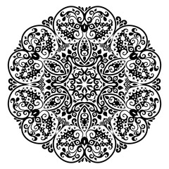 Vector black floral ethnic ornamental illustration