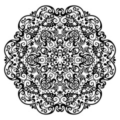 Vector black floral ethnic ornamental illustration