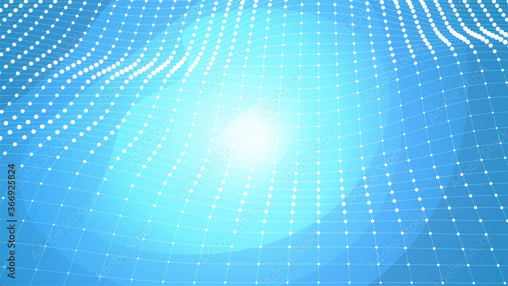 Poster abstract blue background. 3d computer landscape. geometric grid pattern. technology texture. empty s