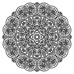 Vector black floral ethnic ornamental illustration