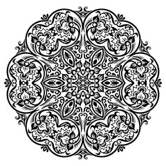 Vector black floral ethnic ornamental illustration