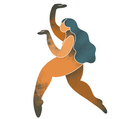 Woman body. Raster textural illustration of a female. Realistic woman for creating fashion prints, postcard, wedding invitations, banners, arrangement illustrations, books, covers.