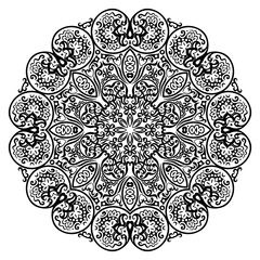 Vector black floral ethnic ornamental illustration