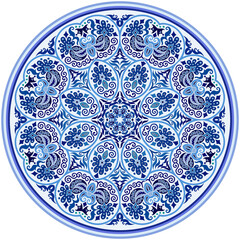 Vector blue decorative floral ethnic illustration