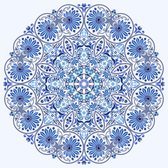 Vector blue decorative floral ethnic illustration