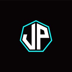 J P initials modern polygon logo template