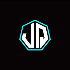 J Q initials modern polygon logo template