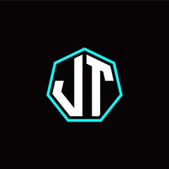 J T initials modern polygon logo template