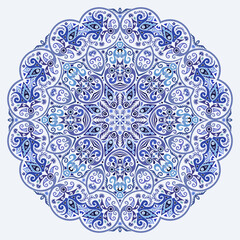 Vector blue decorative floral ethnic illustration