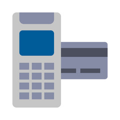 Business & Finance, Credit card swipt machine, Flat color icon.
