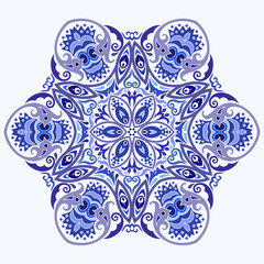 Vector blue decorative floral ethnic illustration