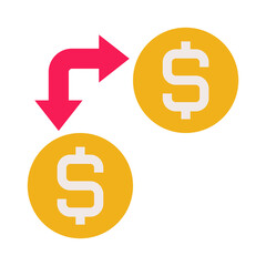 Business & finance, Money exchange, Flat color icon.