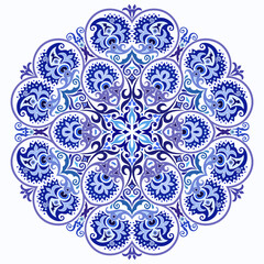 Vector blue decorative floral ethnic illustration