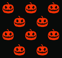 Halloween pattern with pumpkins, traditional colors black and orange