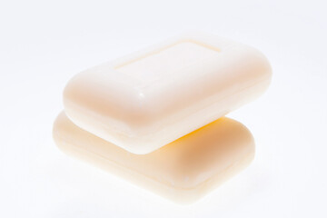 Pieces of soap as protection against coronavirus and other infections isolated on the white