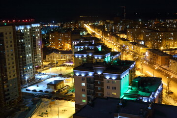 night city, evening street lights