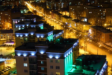 night city, evening street lights