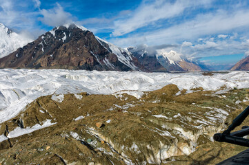 Aerial view over the Central Tian Shan Mountain range, Border of Kyrgyzstan and China, Kyrgyzstan