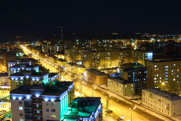 Fototapeta na wymiar night city, evening street lights