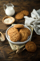 Traditional homemade ginger snaps or oatmeal cookies