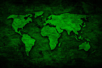 Green grunge world map
