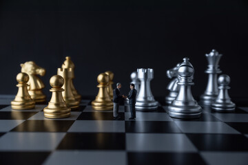 Chess board game business strategy or leadership concept.