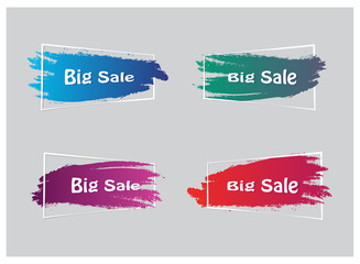 Trendy banner flat design set isolated on gray background. Banner for web site, design template, label, sticker and badge. Useful for placard, cards and poster. Modern collection of creative banners