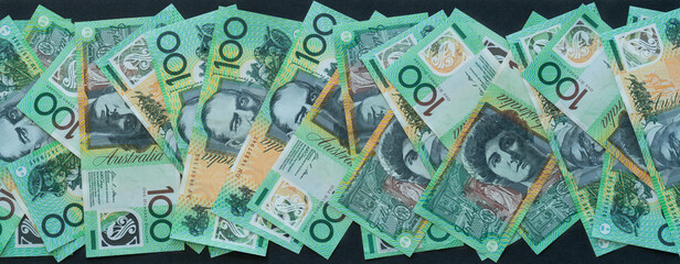 Banner of Australian currency 100 dollar notes