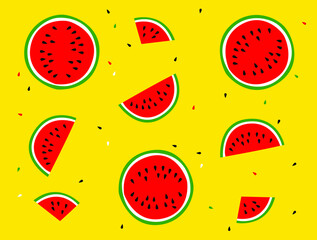 Summer vector flat modern pattern with watermelons