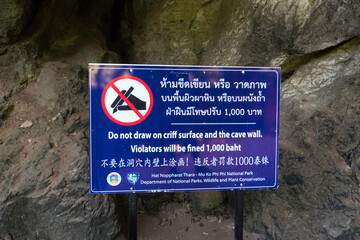 Sign on Doodle at East Railay Beach, near Ao Nang in southern Thailand.