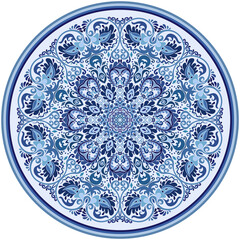Vector blue decorative floral ethnic illustration