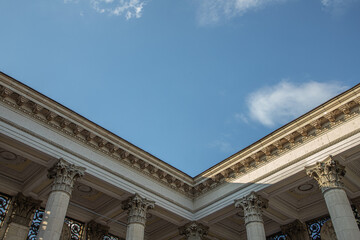 Columns on sky background, soviet neoclassicism