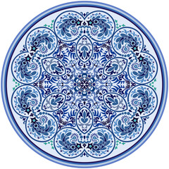 Vector blue decorative floral ethnic illustration