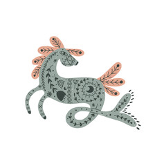 Modern bohemian style, folk tribal art in the Scandinavian style. Folk mythology, Swedish folklore. animals and plants.