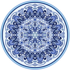 Vector blue decorative floral ethnic illustration