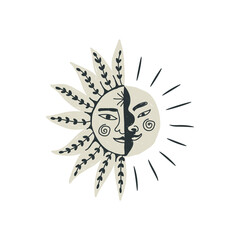 Modern bohemian style, folk tribal art in the Scandinavian style. Folk mythology, Swedish folklore. animals and plants.