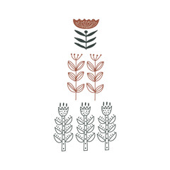 Modern bohemian style, folk tribal art in the Scandinavian style. Folk mythology, Swedish folklore. animals and plants.