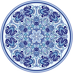 Vector blue decorative floral ethnic illustration